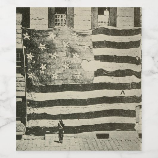 Star Spangled Banner: Amerikaanse vlag te zien Wijn Etiket (Enkel label)