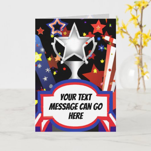 Star Spangled Banner Greeting/Note Kaart (Gele Bloem)