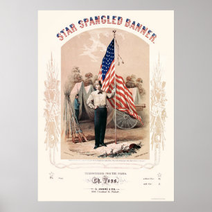 Star Spangled Banner Lithograaf door P.S. Duval 18 Poster