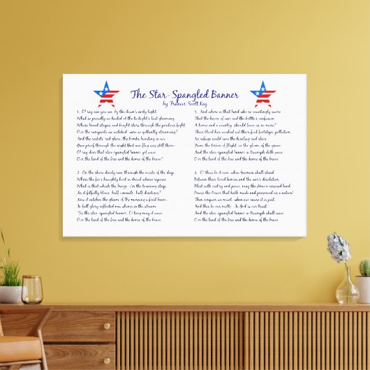 Star Spangled Banner Vier Verzen en Sterren Canvas Afdruk (Insitu (Woonkamer))
