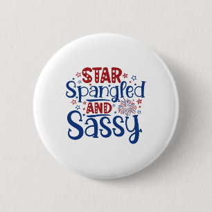 Star Spangled en Sy Independence Day Grappig 4e va Ronde Button 5,7 Cm