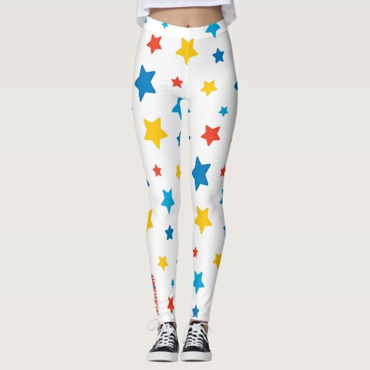 Star-Spangled Fun: Primary Star Print Leggings (Voorkant)