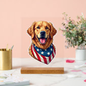 Star Spangled Golden Retriever Vintage Tee 4 (Mariage)