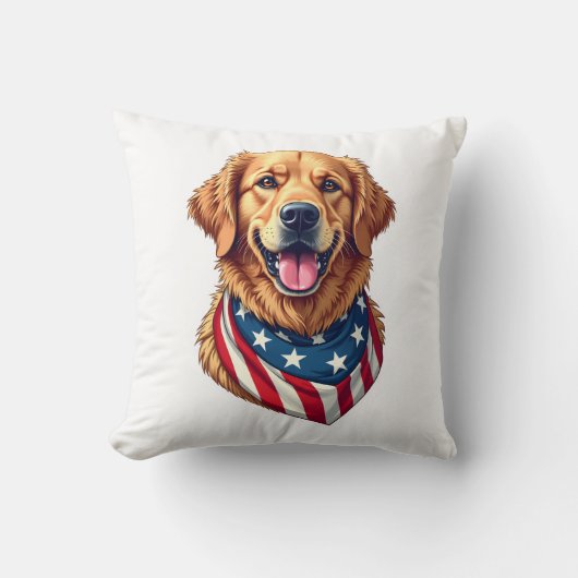 Star Spangled Golden Retriever Vintage Tee 4 Kussen (Voorkant)