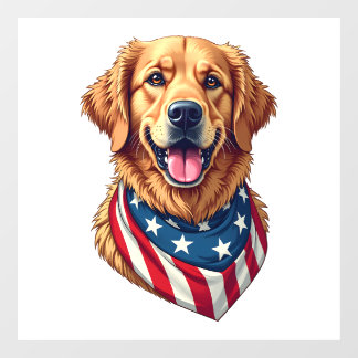 Star Spangled Golden Retriever Vintage Tee 4 Raamsticker