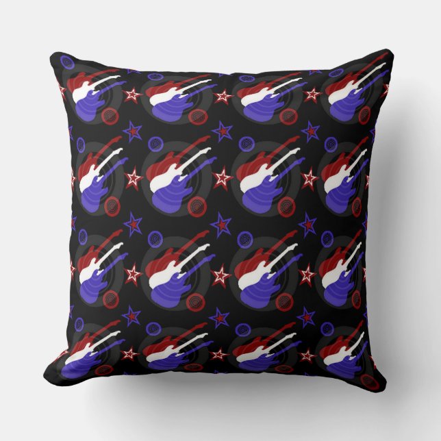 Star Spangled Guitars Pattern Sierkussen (Voorkant)
