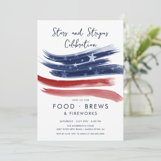 Star-Spangled Viering 4 juli Uitnodiging (Staand voorkant)