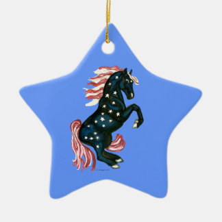 Star Spangled Wild Mustang Horse - Star Ornament