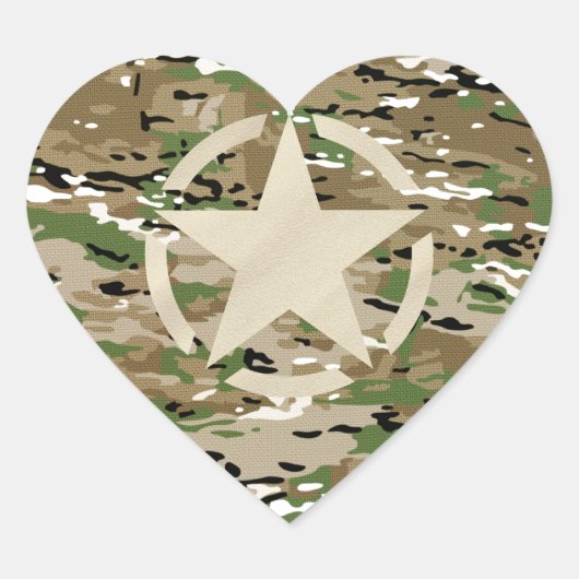 Star Stencil  Camouflage Decor Hart Sticker (Voorkant)