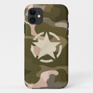 Star Stencil Decal on Camo Style iPhone Ca 11 Hoesje
