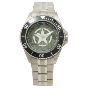 Star Stencil Digital Woodland Horloge