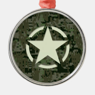 Star Stencil Digital Woodland Metalen Ornament