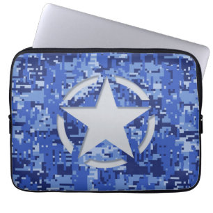 Star Stencil Grafisch Decale Navy Blue Camo Laptop Sleeve