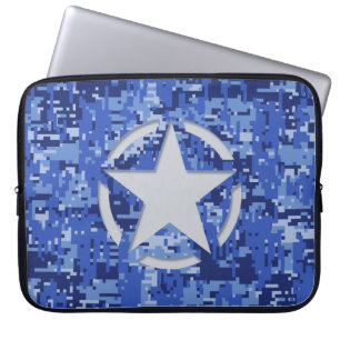 Star Stencil Grafisch Decale Navy Blue Camo Laptop Sleeve