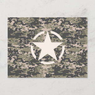 Star Stencil  Label Digital Khaki Style Briefkaart