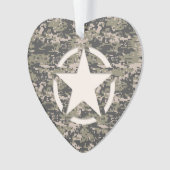 Star Stencil Label Digital Khaki Style Ornament (voorkant)