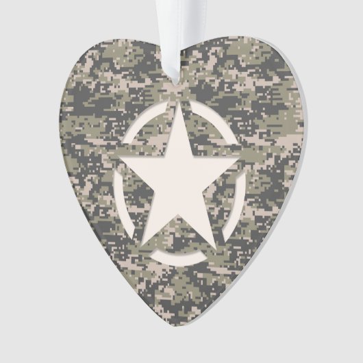 Star Stencil Label Digital Khaki Style Ornament (voorkant)