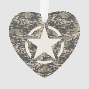 Star Stencil Label Digital Khaki Style Ornament