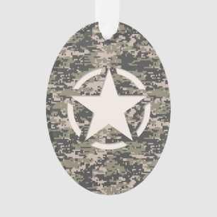 Star Stencil Label Digital Khaki Style Ornament