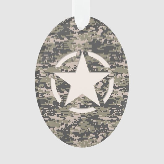 Star Stencil  Label Digital Khaki Style Ornament (voorkant)