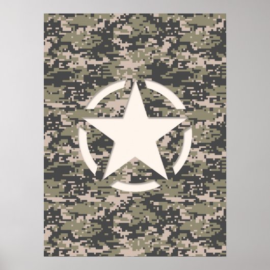 Star Stencil  Label Digital Khaki Style Poster (Voorkant)