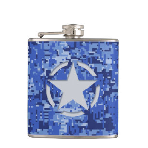 Star Stencil  Navy Blue Digital Camo Heupfles