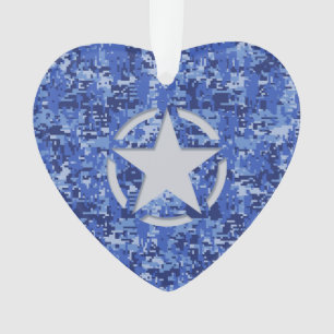 Star Stencil  Navy Blue Digital Camo Ornament