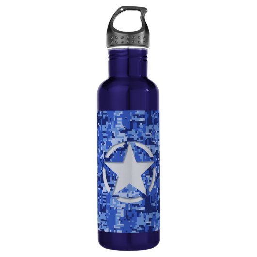 Star Stencil  Navy Blue Digital Camo Waterfles (Voorkant)