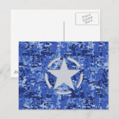 Star Stencil Retro Navy Blue Camouflage Briefkaart (Voorkant / Achterkant)