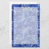 Star Stencil Retro Navy Blue Camouflage Briefpapier (Voorkant / Achterkant)