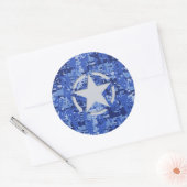 Star Stencil Retro Navy Blue Camouflage Ronde Sticker (Envelop)