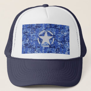 Star Stencil Retro Navy Blue Camouflage Trucker Pet