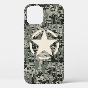 Star Stencil Style Khaki Digital Camouflage iPhone 12 Hoesje
