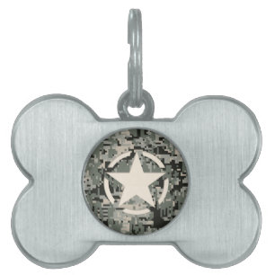 Star Stencil Style Khaki Digital Camouflage Huisdieren Naamplaatje