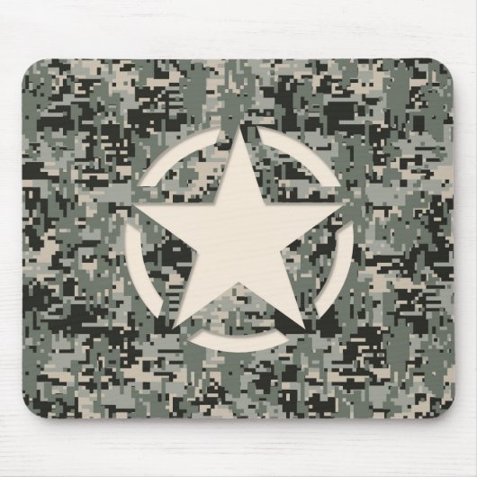 Star Stencil Style Khaki Digital Camouflage Muismat (Voorkant)