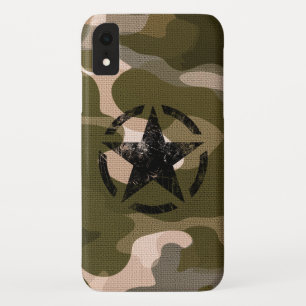 Star Stencil Vintage op Camo Style iPhone XR Hoesje