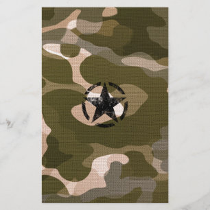 Star Stencil Vintage op Camouflage Briefpapier