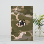 Star Stencil Vintage op Camouflage Briefpapier (Staand voorkant)