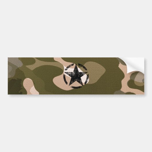 Star Stencil Vintage op Camouflage Bumpersticker (Voorkant)