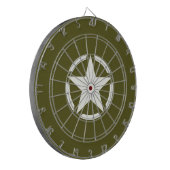 Star Stencil Vintage over Khaki Green Dartbord (Voorkant Links)