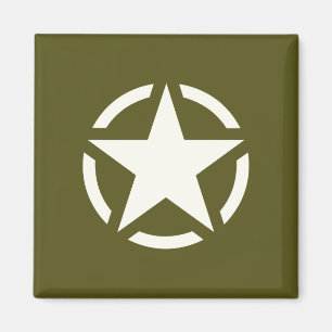 Star Stencil Vintage over Khaki Green Magneet