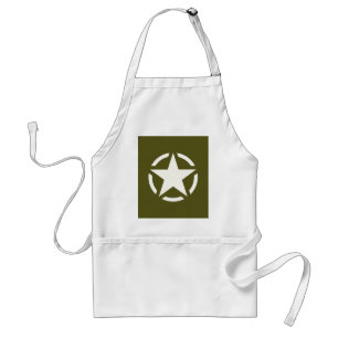 Star Stencil Vintage over Khaki Green Standaard Schort