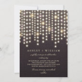 Star String Lights Dark Burlap Evening Wedding Kaart (Voorkant)