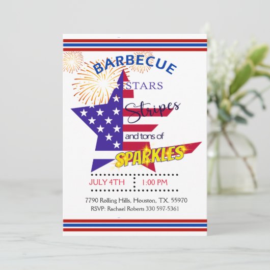 Star Stripes en Sparkles 4th van juli Barbecue Kaart (Staand voorkant)