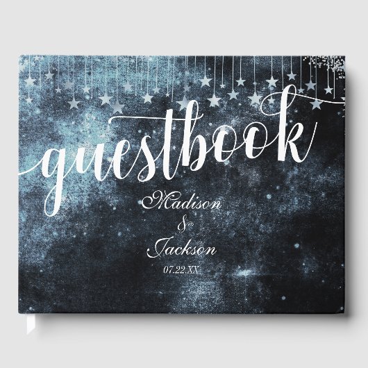 Star Struck Waterverf hemelse bruiloft monogram Gastenboek (Voorkant)