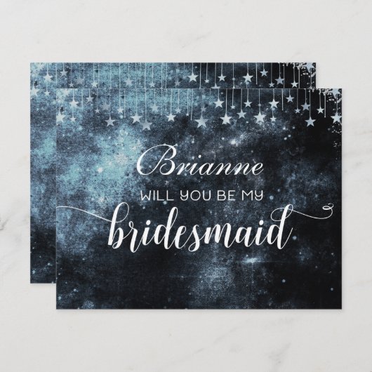 Star Struck Waterverf zal je mijn bruidsmeisje zij Kaart (Voorkant / Achterkant)
