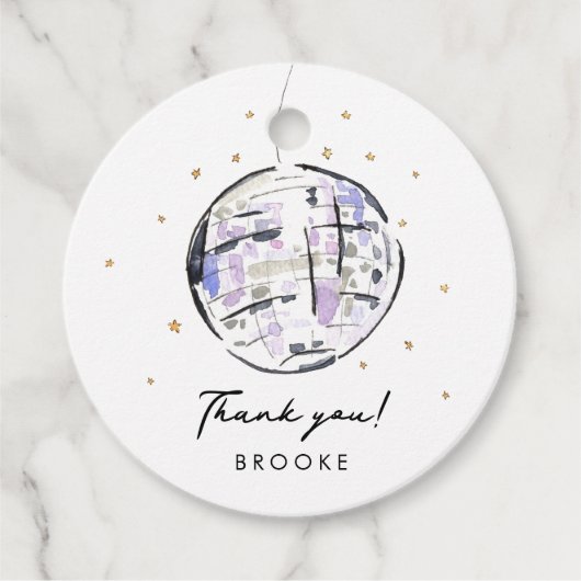 Star Studded Disco Ball Waterverf Bedankt Bedankjes Labels (Voorkant)