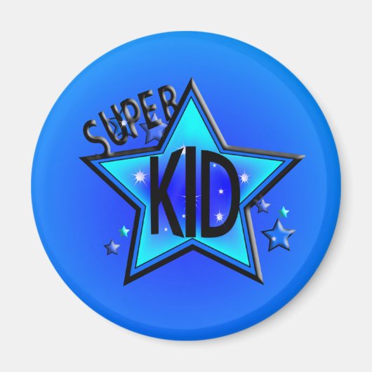 Star Super Kid Magnet rond bleu (Devant)