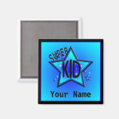 Star Super Kid Name Custom Blue Magnet (Recto/Verso)
