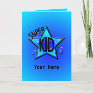 Star Super Kind Blue Wenskaart Kaart